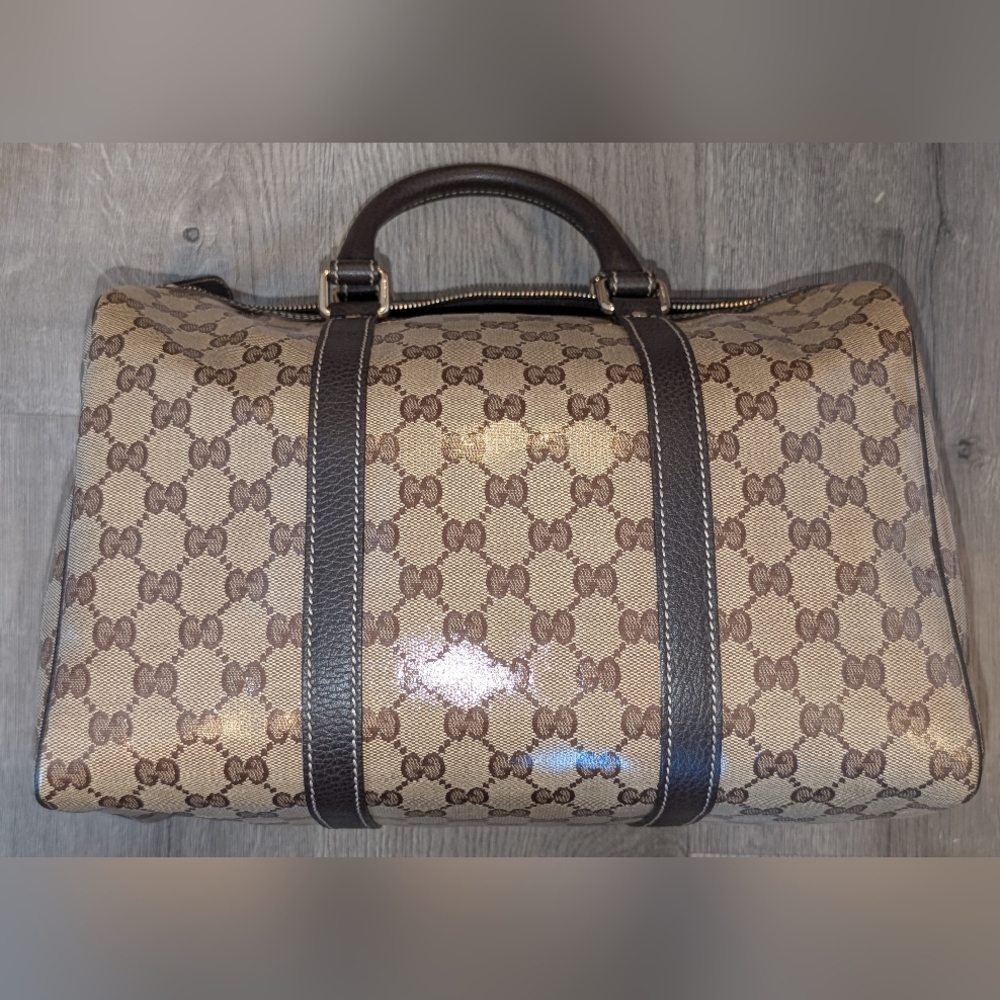 Gucci Tan and Brown Monogram Travel Bag - Picture 5 of 8